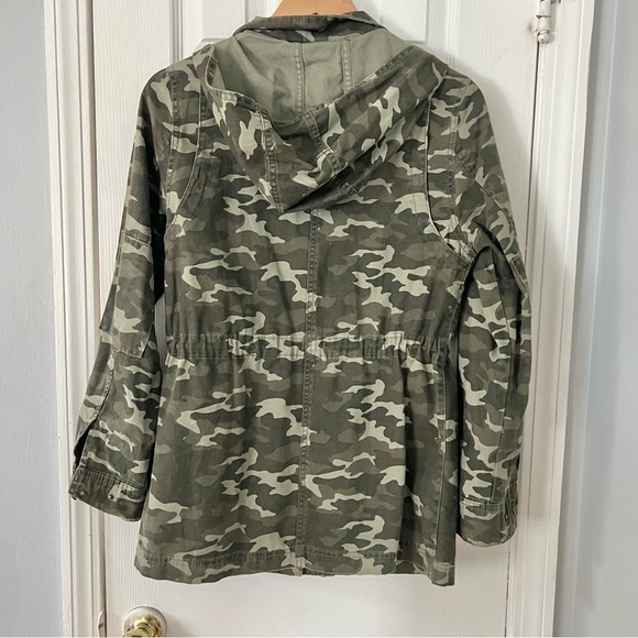 Universal Thread Women’s Green Camo Canvas Cotton Utility Jacket Hooded S Small - Picture 7 of 8
